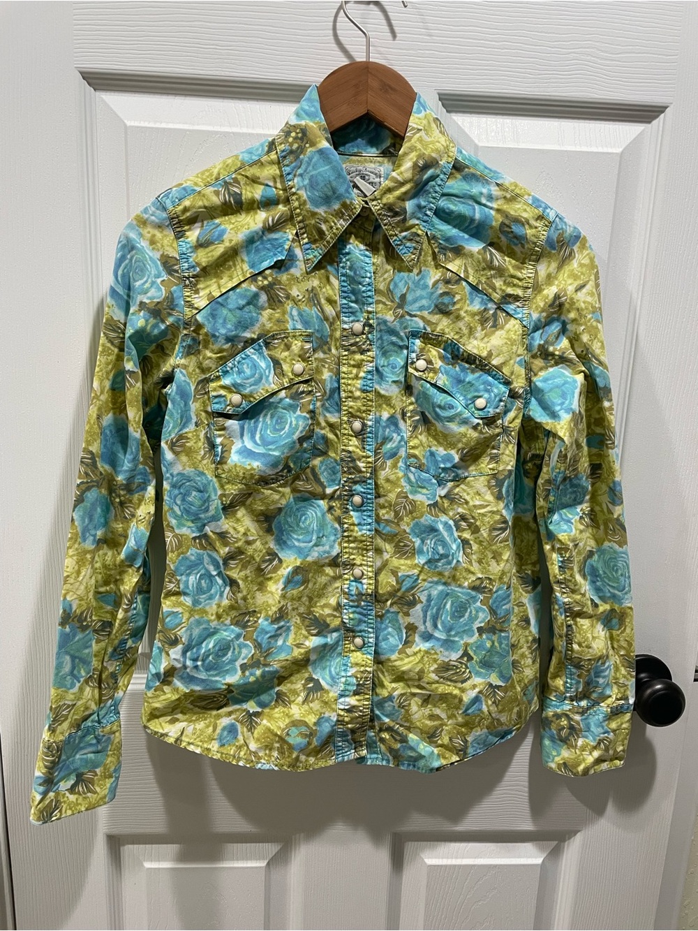 Lucky Brand Blue Rose Floral Western Snap-Front Shirt